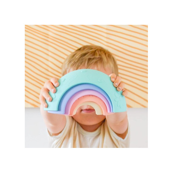 TĘCZA SENSORYCZNA silikonowa układanka Over the rainbow Pastel 5 el. Jellystone 9m+