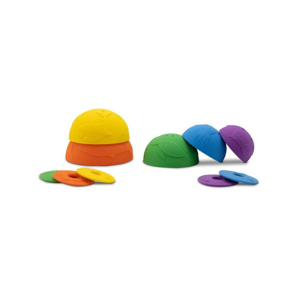 SILIKONOWE KUBECZKI miseczki do układania i do wody z tonącymi dyskami Cups Rainbow Bright 10 el. Jellystone 9m+