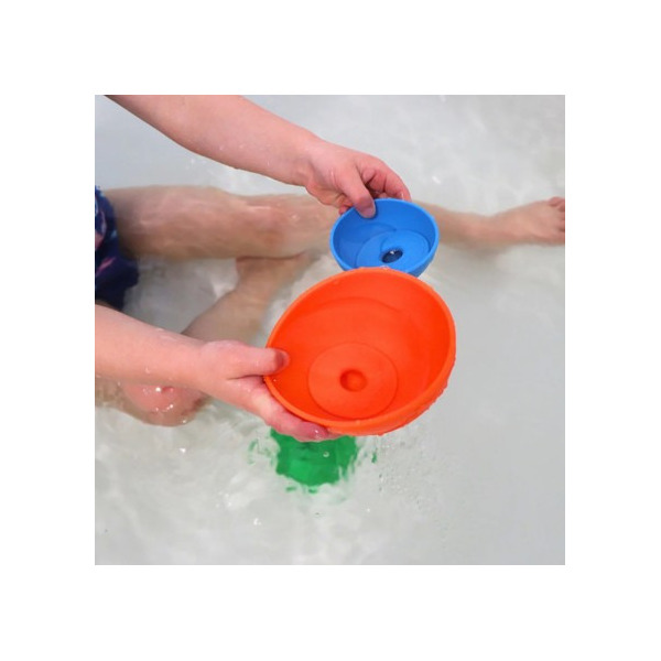 SILIKONOWE KUBECZKI miseczki do układania i do wody z tonącymi dyskami Cups Rainbow Bright 10 el. Jellystone 9m+