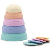 SILIKONOWE KUBECZKI miseczki do układania i do wody z tonącymi dyskami Cups Rainbow Pastel 10 el. Jellystone 9m+