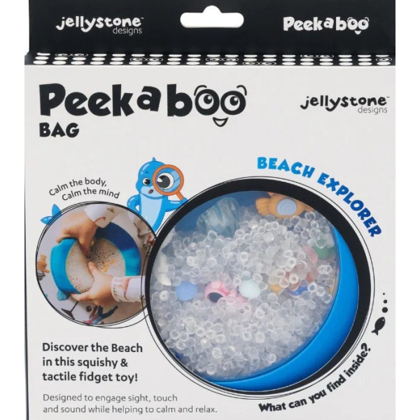 Niebieski SENSORYCZNY DYSK Z FIGURKAMI A-Ku-Ku! Peekaboo, motyw Plaża Jellystone 18m+