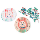 MOZAIKA układanka z drewnianymi pinezkami grzybkami z kartami pracy BS Toys 4+