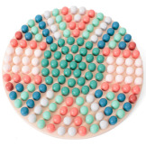 MOZAIKA układanka z drewnianymi pinezkami grzybkami z kartami pracy BS Toys 4+