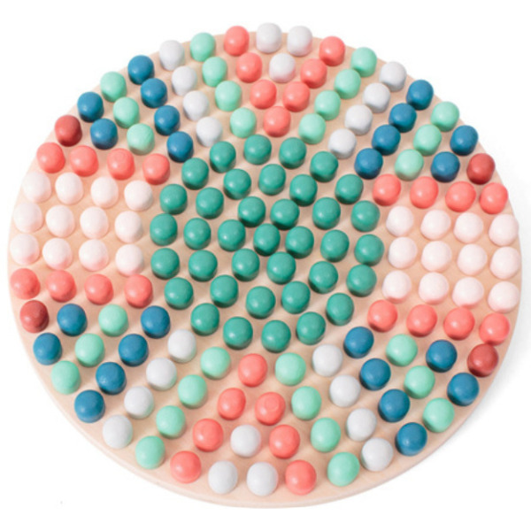 MOZAIKA układanka z drewnianymi pinezkami grzybkami z kartami pracy BS Toys 4+