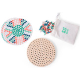 MOZAIKA układanka z drewnianymi pinezkami grzybkami z kartami pracy BS Toys 4+