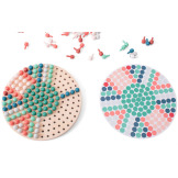 MOZAIKA układanka z drewnianymi pinezkami grzybkami z kartami pracy BS Toys 4+