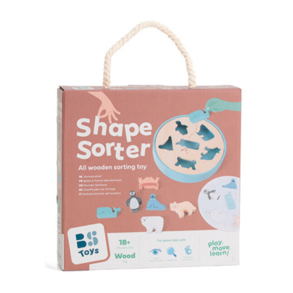 ZWIERZĘTA ARKTYKI drewniana układanka sorter z figurkami BS Toys 18m+