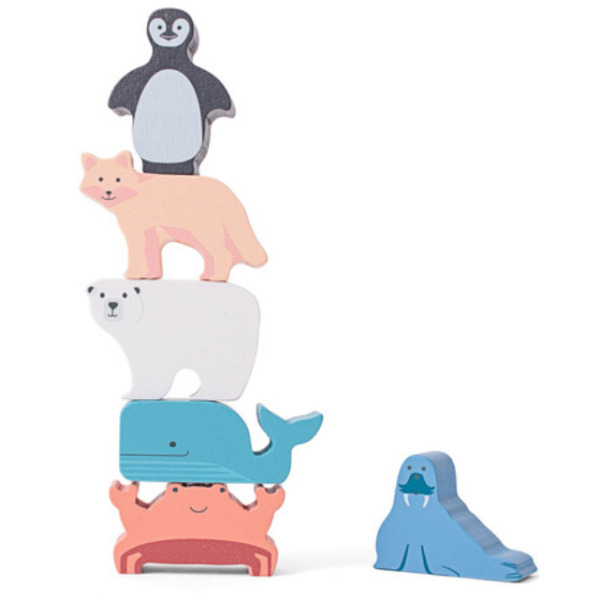 ZWIERZĘTA ARKTYKI drewniana układanka sorter z figurkami BS Toys 18m+