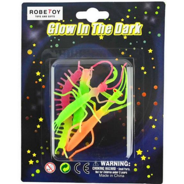 INSEKTY zestaw figurek robaki do rozciągania i świecących w ciemności 5+