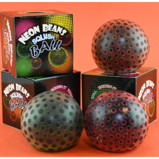 NEON sensoryczny gniotek z kulkami/fasolkami 4 kolory 7 cm 3+