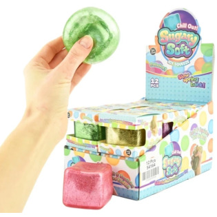 KOSTKA LODU sensoryczny gniotek z połyskiem 4 kolory 5 cm 3+