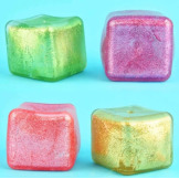KOSTKA LODU sensoryczny gniotek z połyskiem 4 kolory 5 cm 3+