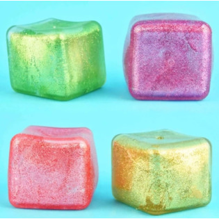 KOSTKA LODU sensoryczny gniotek z połyskiem 4 kolory 5 cm 3+