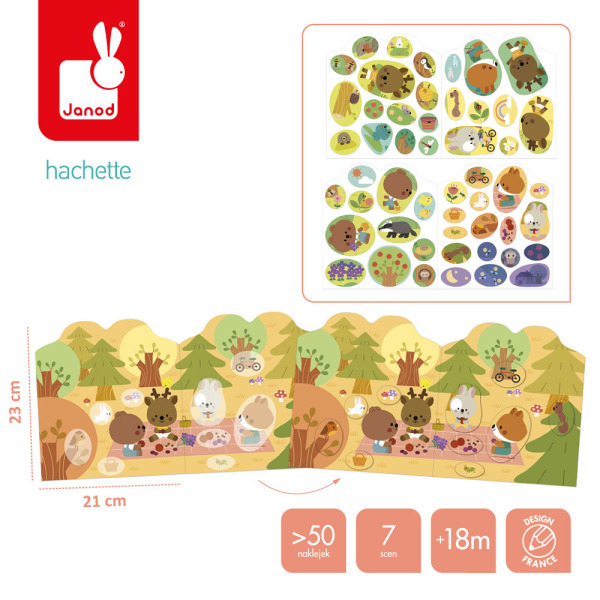 LAS książeczka do wyklejania z naklejkami JANOD 18m+