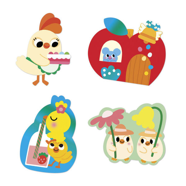 WIOSNA duże naklejki 50 szt. zwierzątka do wyklejania JANOD 18m+