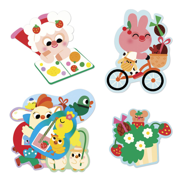 WIOSNA duże naklejki 50 szt. zwierzątka do wyklejania JANOD 18m+