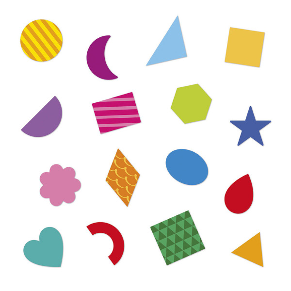 KSZTAŁTY naklejki 300 szt. figury geometryczne do wyklejania JANOD 3+