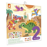 DINOZAURY grube naklejki wielokrotnego użytku multizestaw kreatywny My arts&crafts Janod 2+