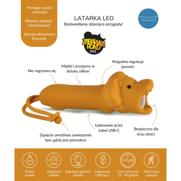 LEW silikonowa latarka LEO LED z akumulatorem