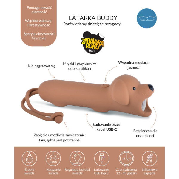 PIESEK silikonowa latarka BUDDY LED z akumulatorem