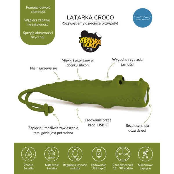KROKODYL silikonowa latarka CROCO LED z akumulatorem