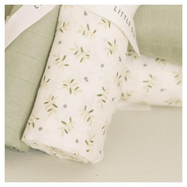 OTULACZ MUŚLINOWY 120x120 cm Blueberry Leaves Little Dutch 0+