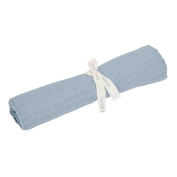 OTULACZ MUŚLINOWY 120x120 cm Pure Denim Blue Little Dutch 0+