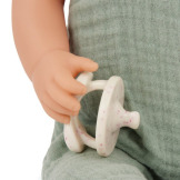 NIEMOWLĘ lalka ze smoczkiem, w zielonym muślinowym ubranku i opasce 35 cm LullaBaby 2+