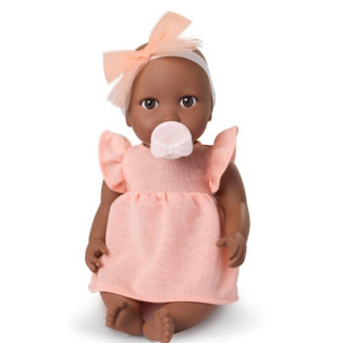 NIEMOWLĘ lalka ze smoczkiem, w różowej sukience i opasce 35 cm LullaBaby 2+