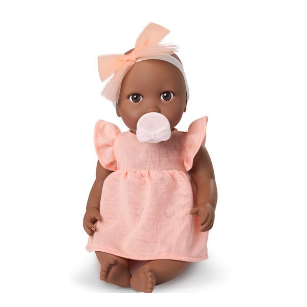NIEMOWLĘ lalka ze smoczkiem, w różowej sukience i opasce 35 cm LullaBaby 2+