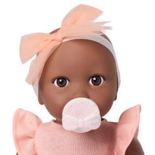 NIEMOWLĘ lalka ze smoczkiem, w różowej sukience i opasce 35 cm LullaBaby 2+