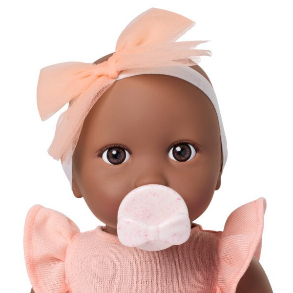 NIEMOWLĘ lalka ze smoczkiem, w różowej sukience i opasce 35 cm LullaBaby 2+
