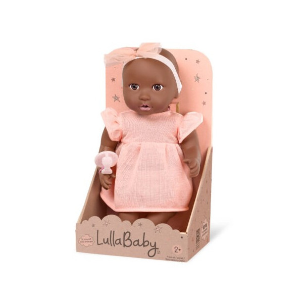 NIEMOWLĘ lalka ze smoczkiem, w różowej sukience i opasce 35 cm LullaBaby 2+