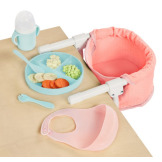 ZESTAW DO KARMIENIA lalki niemowlaka z z FOTELIKIEM przypinanym do blatu i akcesoriami LullaBaby 2+