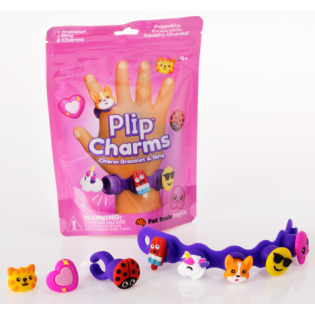 BIŻUTERIA PLIP CHARMS zestaw fioletowy bransoletka, pierścionek i 8 charmsów Fat Brain Toy 4+