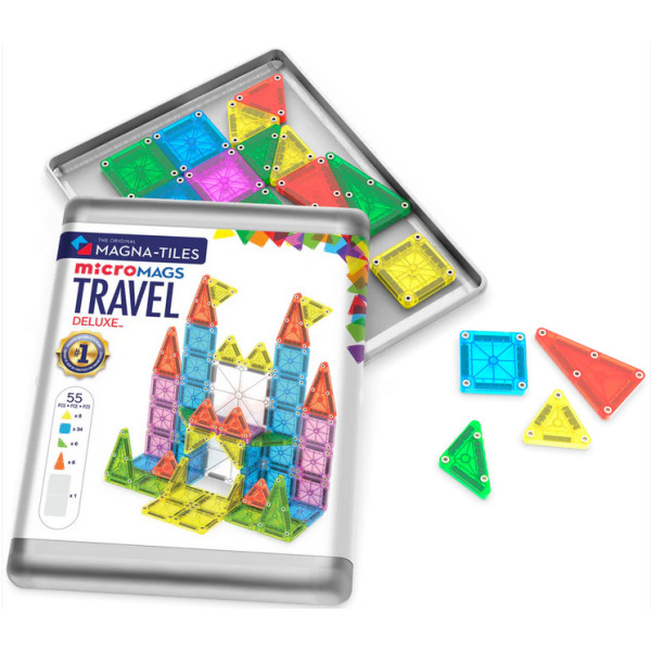 TRAVEL klocki magnetyczne microMAGS zestaw XL 55 el. Magna-Tiles 3+