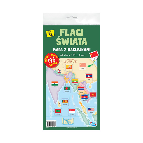 FLAGI ŚWIATA mapa z naklejkami JAKO