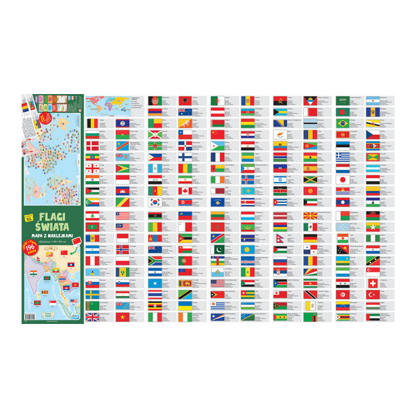 FLAGI ŚWIATA mapa z naklejkami JAKO