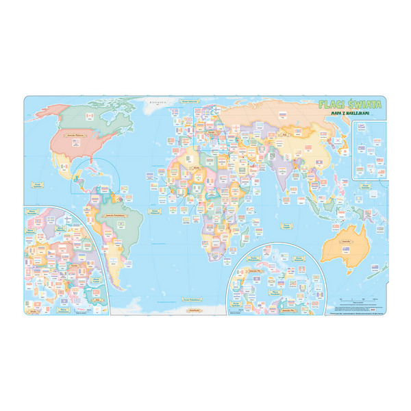 FLAGI ŚWIATA mapa z naklejkami JAKO