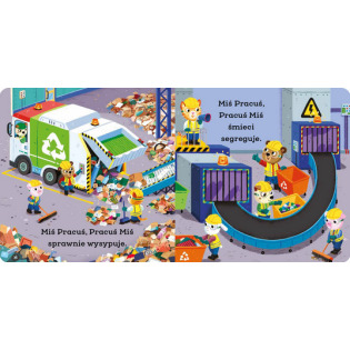 MIŚ PRACUŚ ŚMIECIARKA książeczka kartonowa z ruchomymi elementami B.Davies WIlga