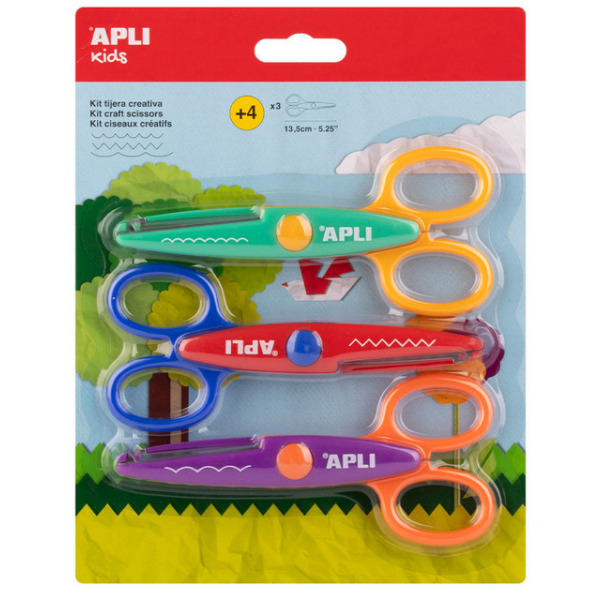 KREATYWNE NOŻYCZKI szkolne do cięcia wzorków zestaw 3 szt.