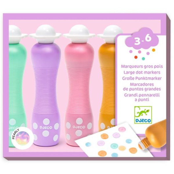 PERŁOWE MARKERY PIANKOWE stempelkowe dla Malucha zestaw 4 szt. Djeco 3+