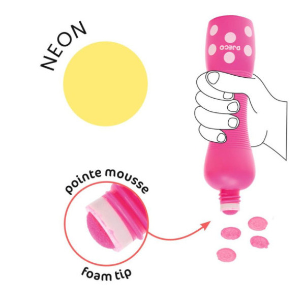 NEONOWE MARKERY PIANKOWE stempelkowe dla Malucha zestaw 4 szt. Djeco 3+