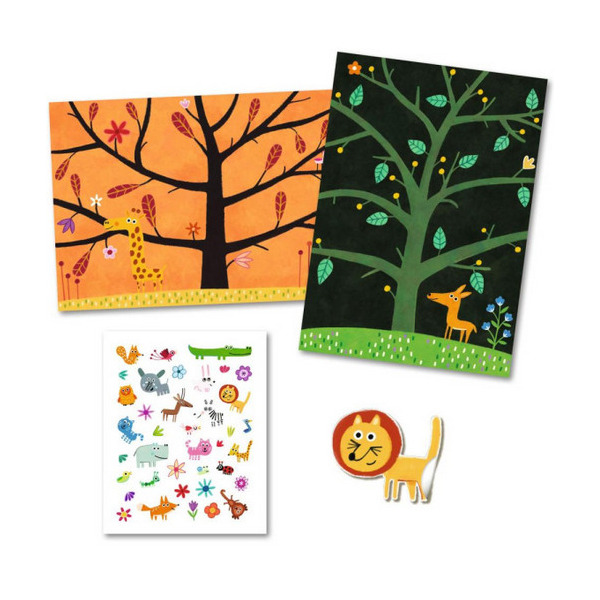 NA DRZEWIE naklejki wielokrotnego użytku Djeco 3+