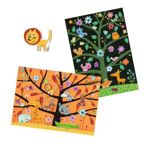 NA DRZEWIE naklejki wielokrotnego użytku Djeco 3+