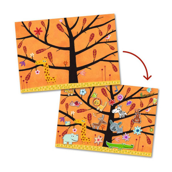 NA DRZEWIE naklejki wielokrotnego użytku Djeco 3+