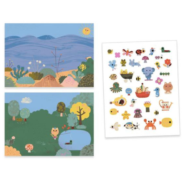 WAKACJE naklejki wielokrotnego użytku Djeco 3+