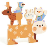 ZWIERZĄTKA ZIMĄ drewniana układanka balansująca dopasowanka 3D Djeco 12m+