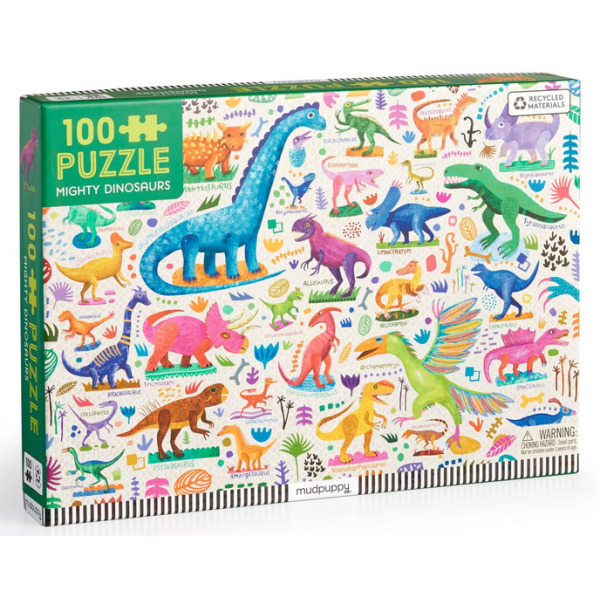 POTĘŻNE DINOZAURY tekturowe puzzle 100 el. Mudpuppy 5+