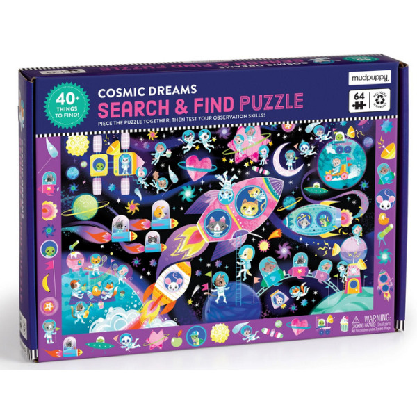 KOSMICZNE MARZENIA tekturowe puzzle obserwacyjne 64 el. Mudpuppy 4+